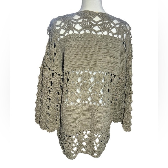 Vintage Crochet Boho Bell Sleeve Sweater Size L - Picture 5 of 6